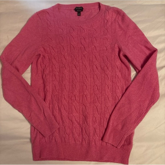 Talbots Pink Cable Knit 100% Pure Cashmere Sweater, Medium - Picture 1 of 6